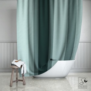 Bistro Green Stripes Shower Curtain