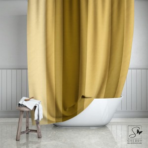 Mustard Yellow Stripes Shower Curtain