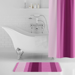 Rose Violet Stripes Bath Mat
