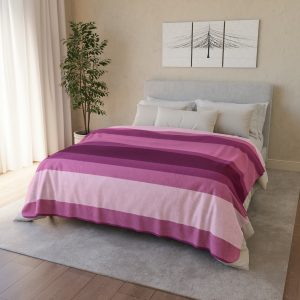 Rose Violet Stripes Fleece Sherpa Blanket