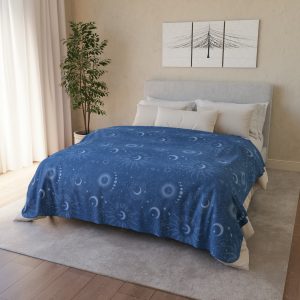Blue Celestial Fleece Sherpa Blanket