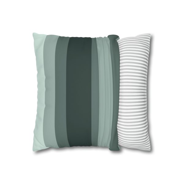 Bistro Green Stripes Faux Suede Pillow Cover