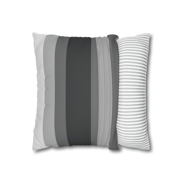 Ash Gray Stripes Faux Suede Pillow Cover