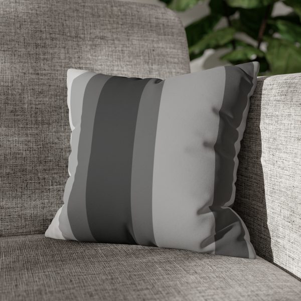 Ash Gray Stripes Faux Suede Pillow Cover