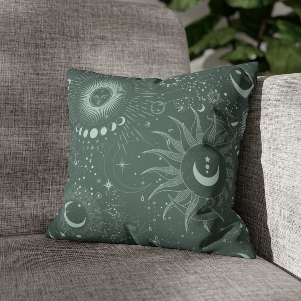 Bistro Green Celestial Faux Suede Pillow Cover