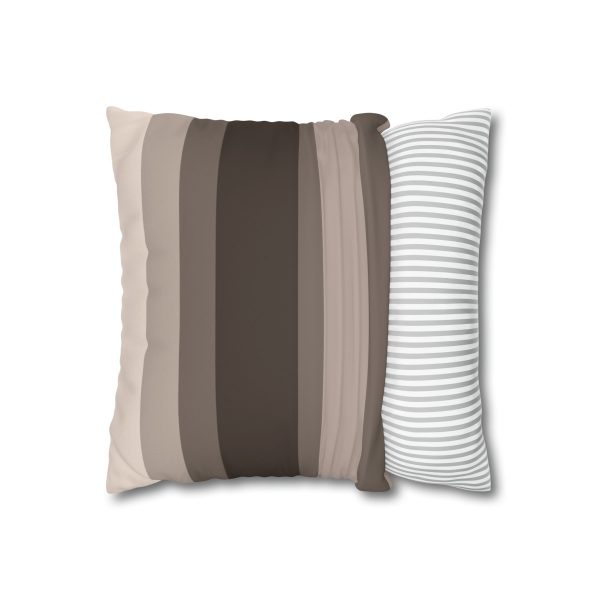 Mushroom Brown Stripes Faux Suede Pillow Cover