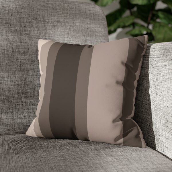 Mushroom Brown Stripes Faux Suede Pillow Cover