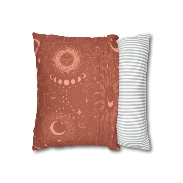 Burnt Sienna Celestial Faux Suede Pillow Cover