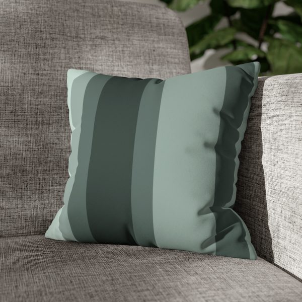 Bistro Green Stripes Faux Suede Pillow Cover