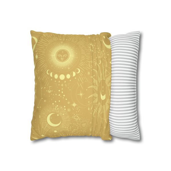 Golden Celestial Faux Suede Pillow Cover