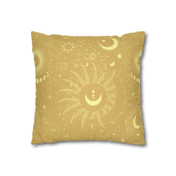 Golden Celestial Faux Suede Pillow Cover