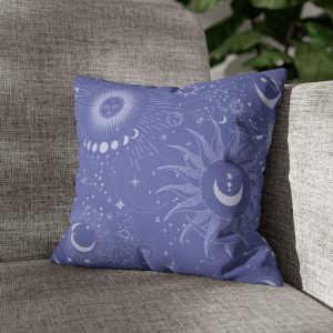 Lavender Celestial Faux Suede Pillow Cover