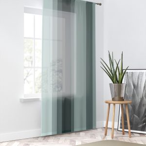 Bistro Green Stripes Sheer Window Curtain – One Panel
