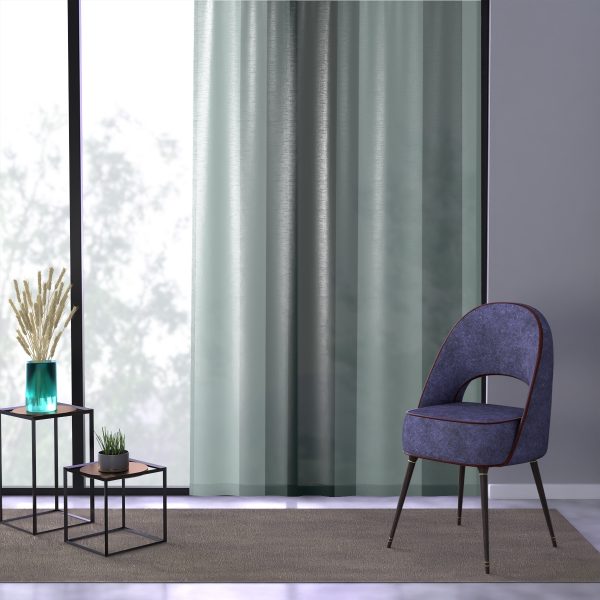 Bistro Green Stripes Sheer Window Curtain