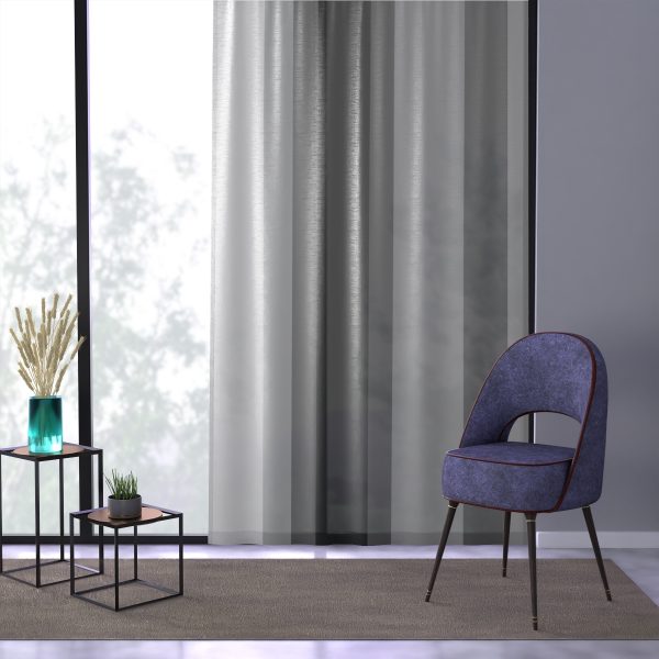 Ash Gray Stripes Sheer Window Curtain