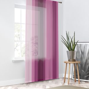 Rose Violet Stripes Sheer Window Curtain – One Panel