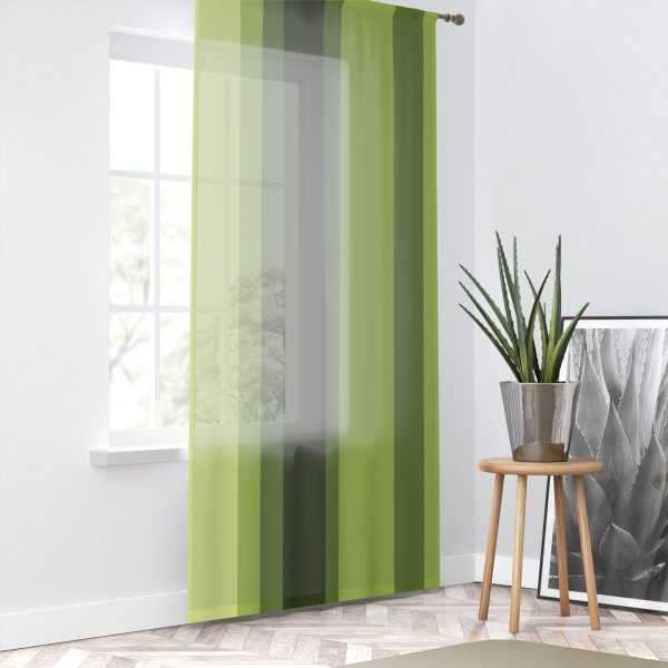 Lime Stripes Sheer Window Curtain