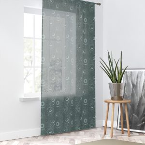 Bistro Green Celestial Sheer Window Curtain – One Panel