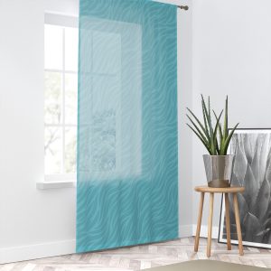 Capri Blue Waves Sheer Window Curtain – One Panel