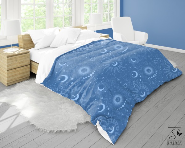 Blue Celestial Microfiber Duvet Cover