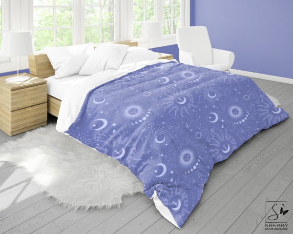 Lavender Celestial Microfiber Duvet Cover