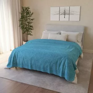 Aqua Zen Garden Circles Fleece Sherpa Blanket