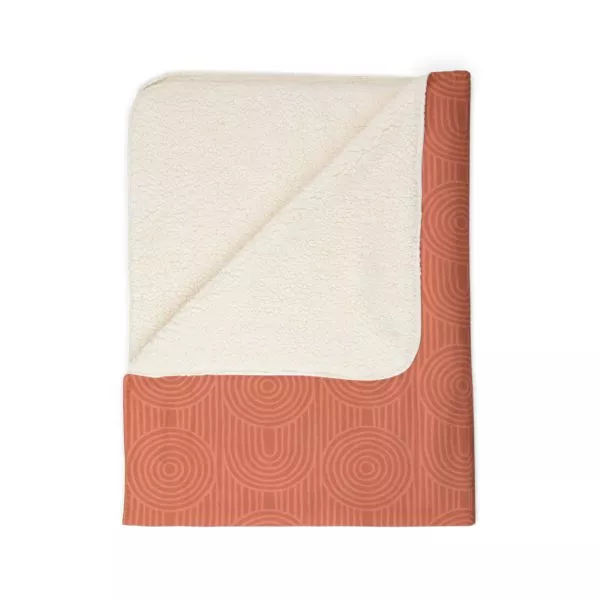Persimmon Zen Garden Circles Fleece Sherpa Blanket