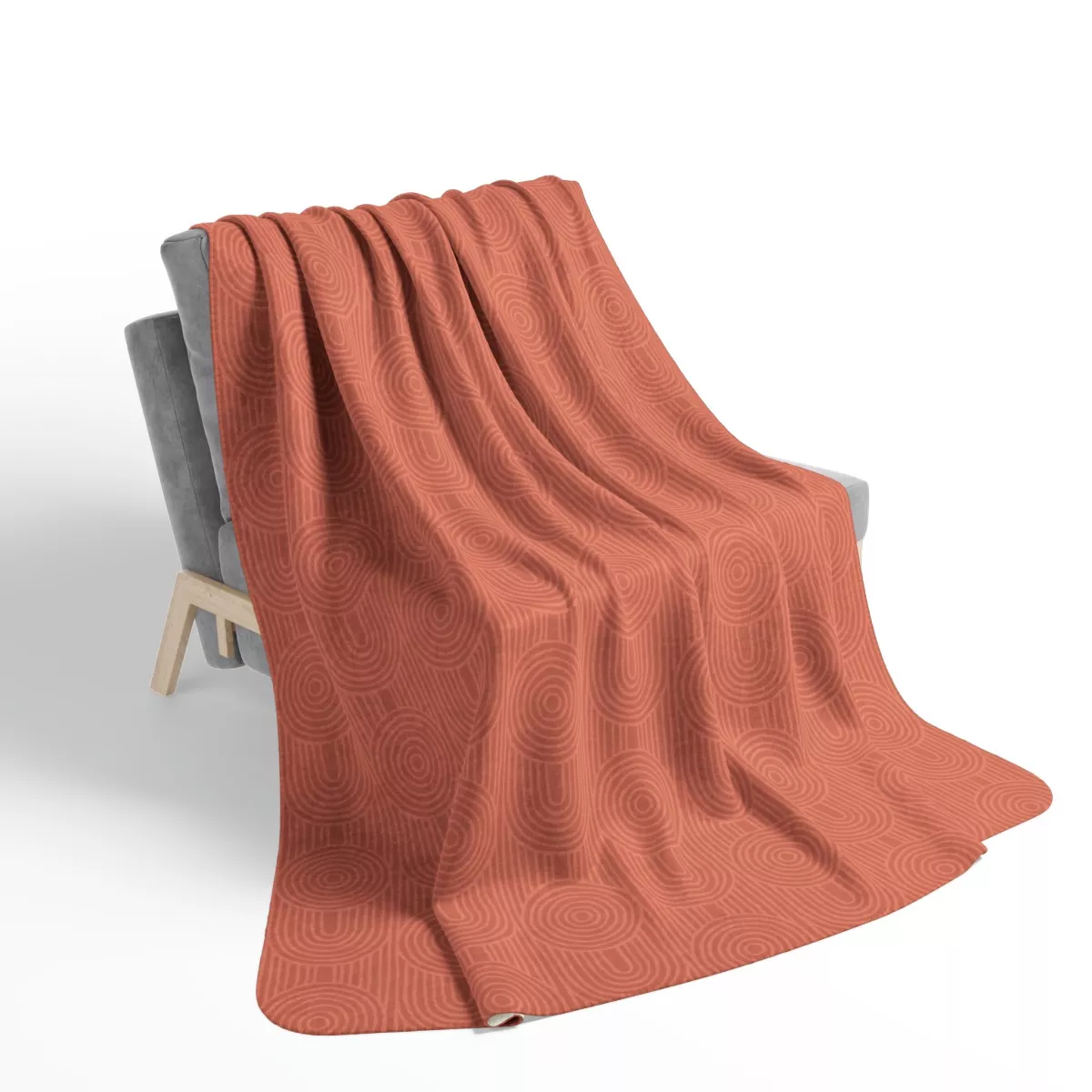 Persimmon Zen Garden Circles Fleece Sherpa Blanket