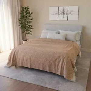 Beige Zen Garden Circles Fleece Sherpa Blanket
