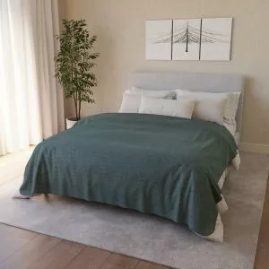 Dusty Teal Zen Garden Circles Fleece Sherpa Blanket