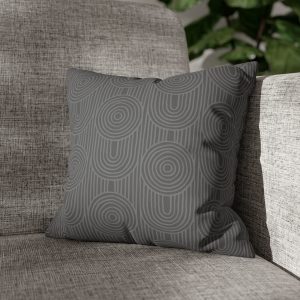 Gray Zen Garden Circles Faux Suede Pillow Cover