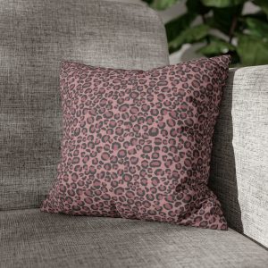 Pink Leopard Faux Suede Pillow Cover