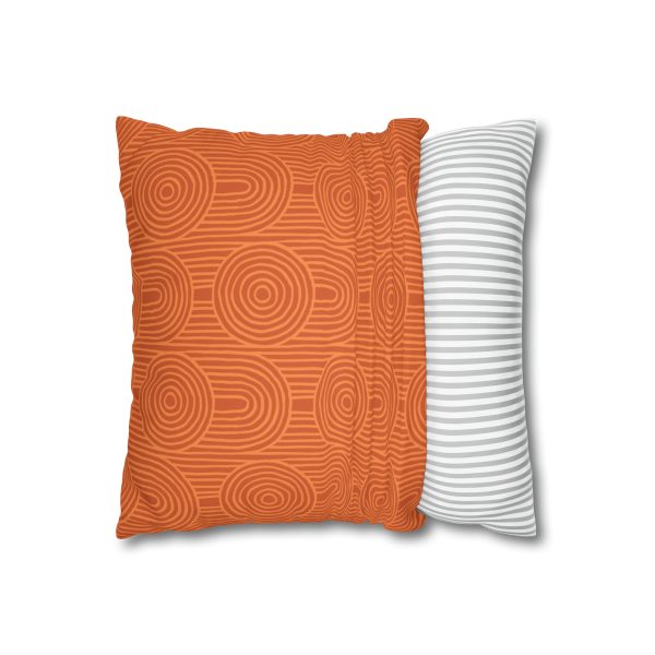 Orange Zen Garden Circles Faux Suede Pillow Cover