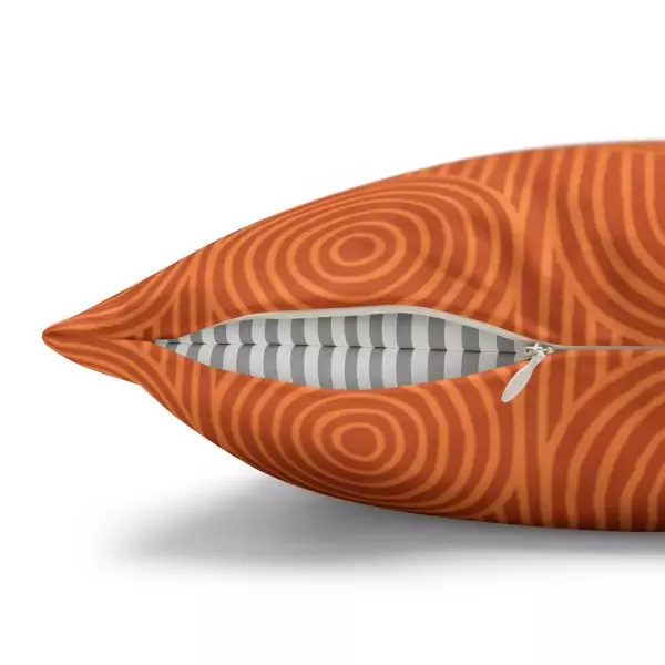 Orange Zen Garden Circles Faux Suede Pillow Cover