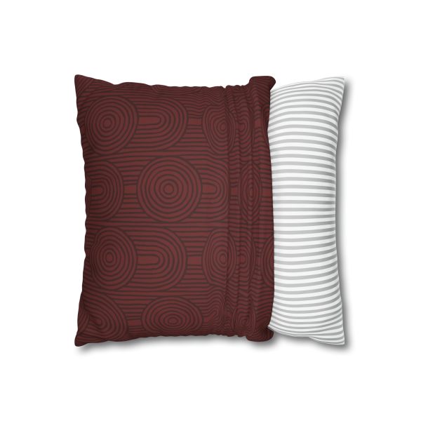 Red Zen Garden Circles Faux Suede Pillow Cover