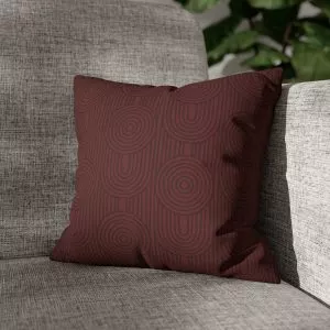Red Zen Garden Circles Faux Suede Pillow Cover