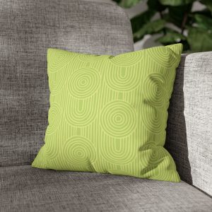 Lime Zen Garden Circles Faux Suede Pillow Cover
