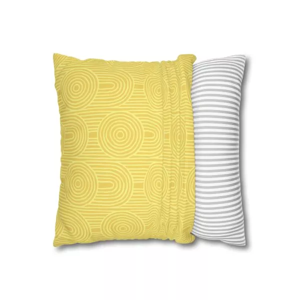 Lemon Zen Garden Circles Faux Suede Pillow Cover