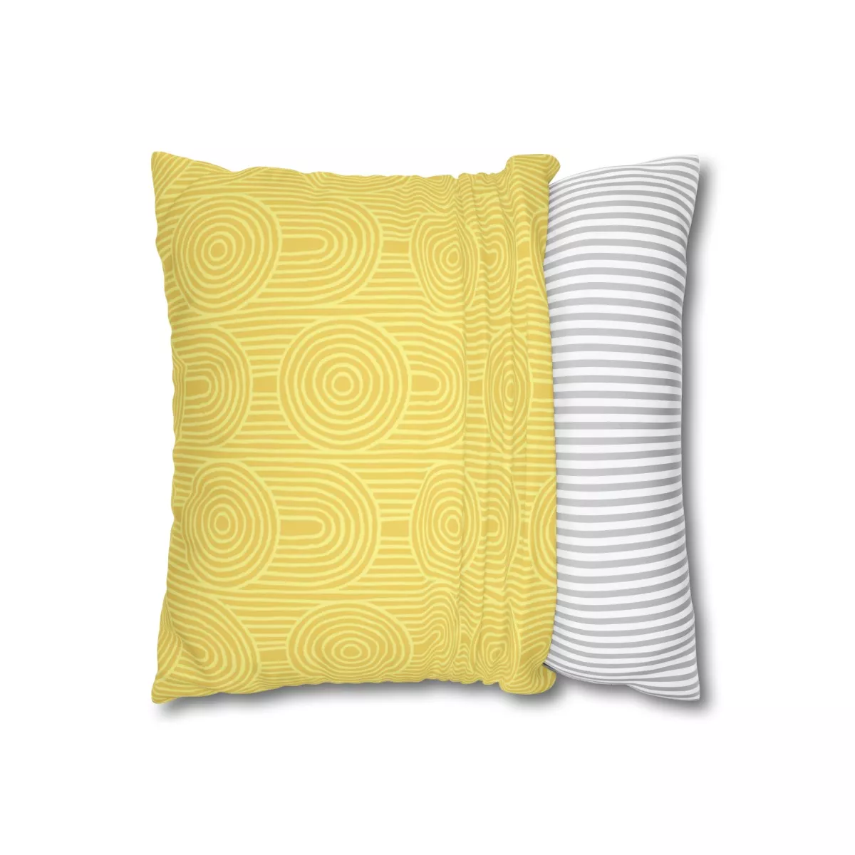 Lemon Zen Garden Circles Faux Suede Pillow Cover
