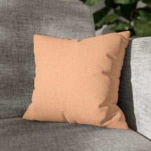 Peach Zen Garden Circles Faux Suede Pillow Cover