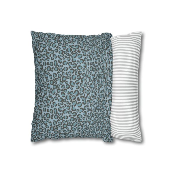 Blue Leopard Faux Suede Pillow Cover