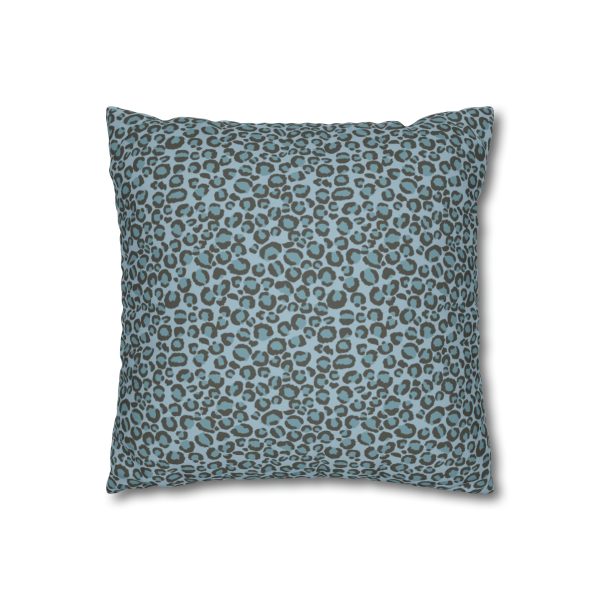 Blue Leopard Faux Suede Pillow Cover