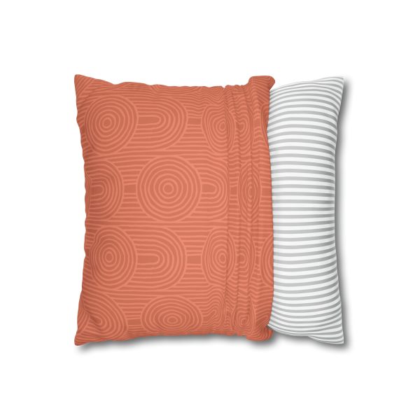 Persimmon Zen Garden Circles Faux Suede Pillow Cover