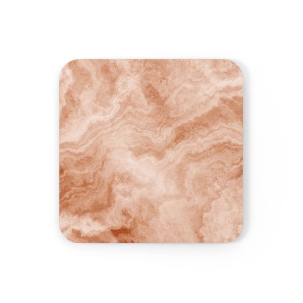 Peach Marble Corkwood Coaster Set