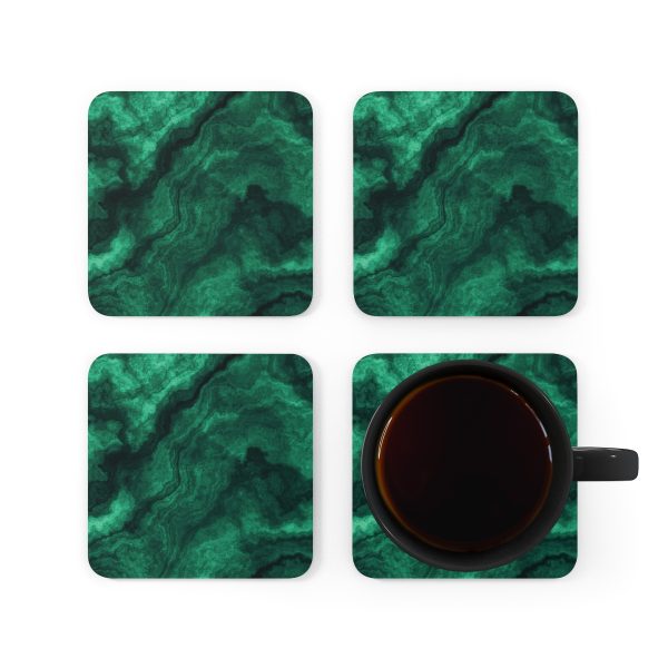 Emerald Marble Corkwood Coaster Set