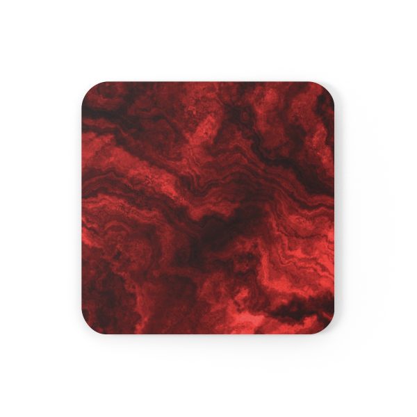 Ruby Red Marble Corkwood Coaster Set