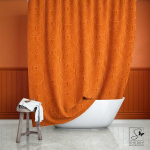 Orange Zen Garden Circles Shower Curtain