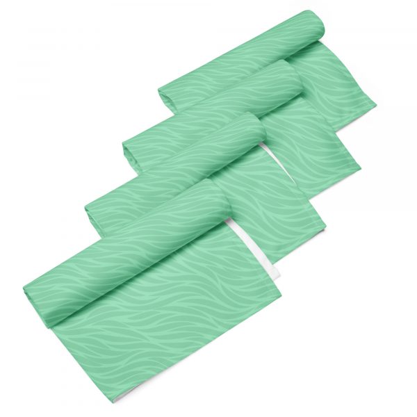 Carnival Glass Green Waves Cloth Napkin Set