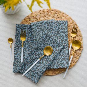 Blue Leopard Cloth Napkin Set