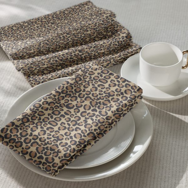 Tan Leopard Cloth Napkin Set